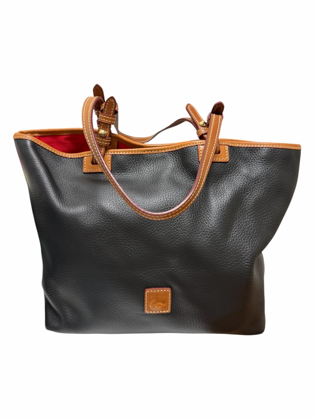 Dooney & Bourke Pebbled Black/Brown Genuine Leather Tote Handbag